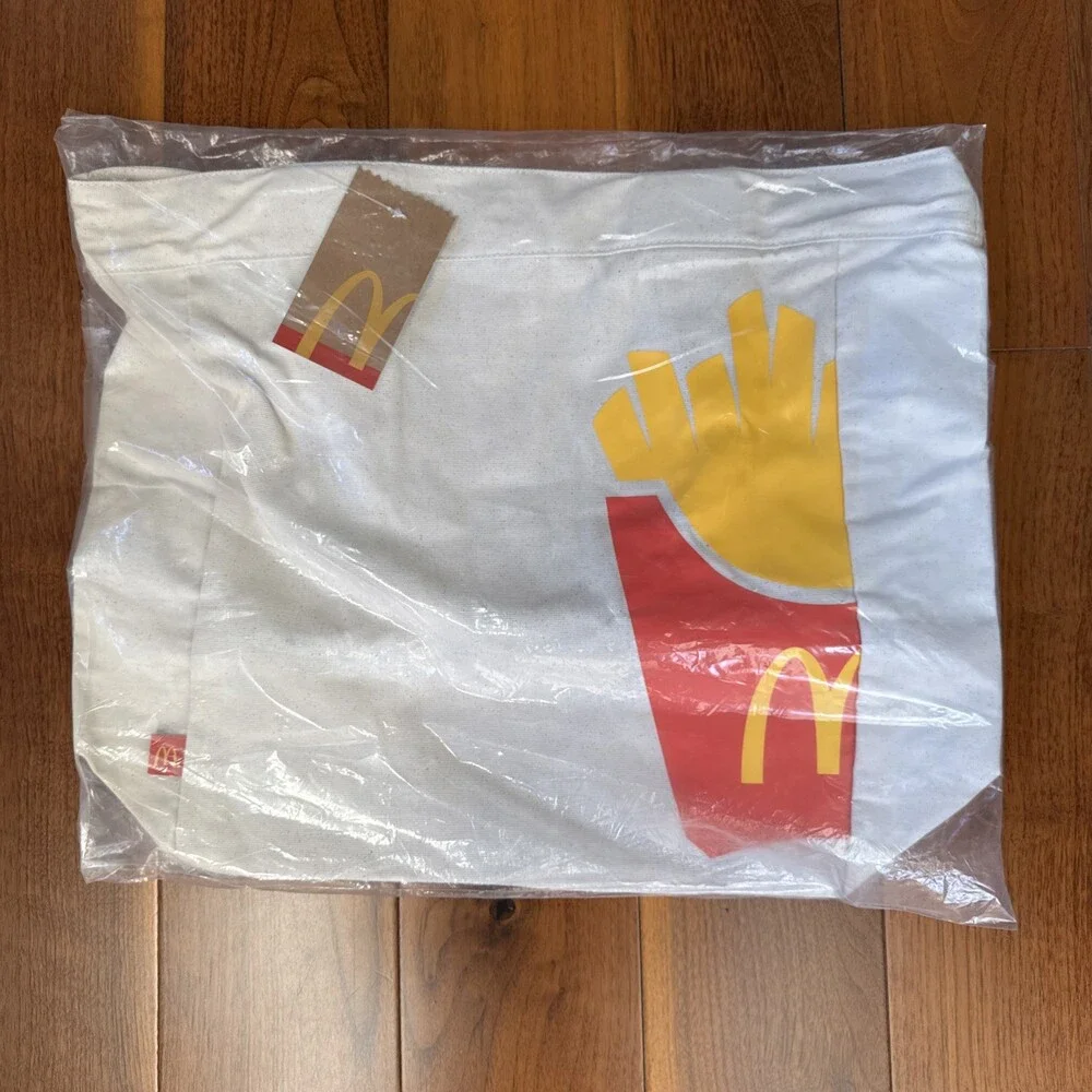 NWT McDonald's French Fries Large 15” High Tote Bag W Pocket Inside Canvas